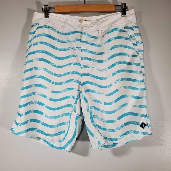 Sperry Swim Bottom Watershort Wave Stripe Knock Out Board Short Blue Size 30 - Picture 3 of 12